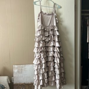 Satin Lilac Ruffled Maxi